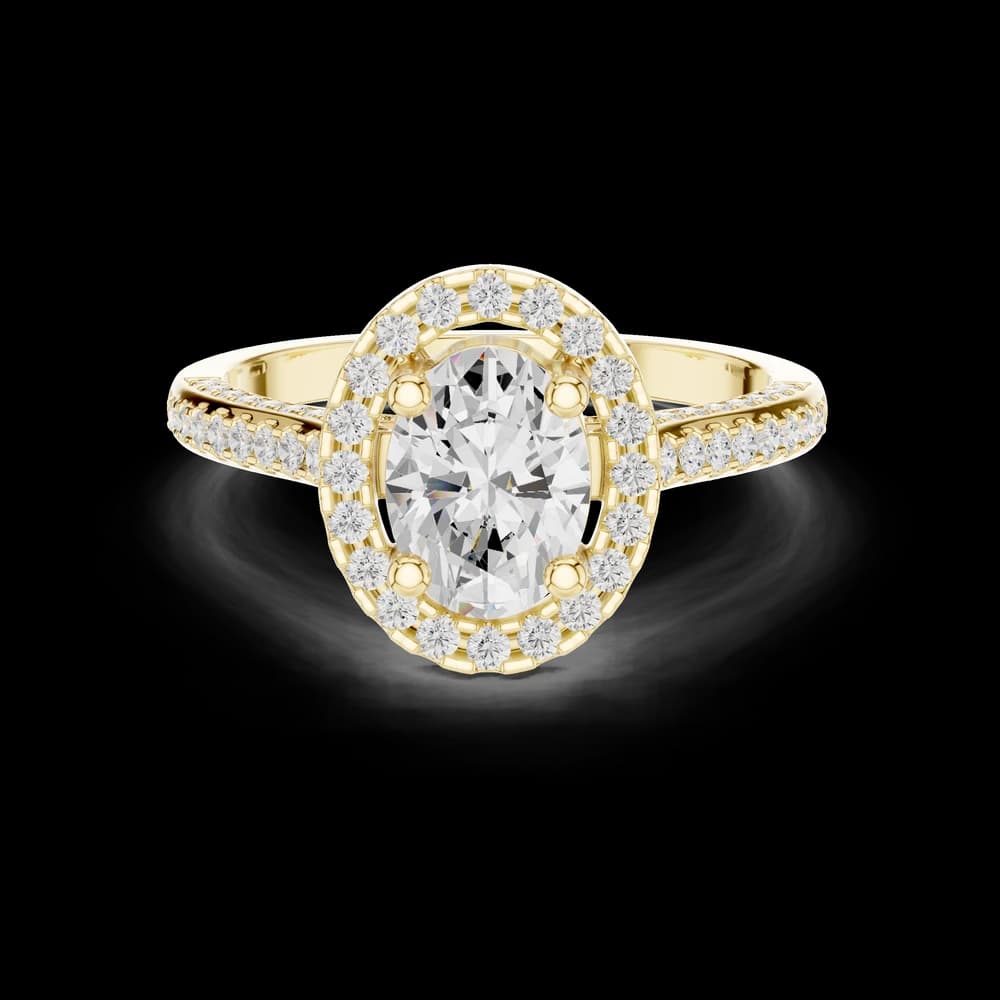 Oval Accent Pave Lab Grown Diamond Ring - Image 3 Oval Accent Pave Lab Grown Diamond Ring, view 3 of 6