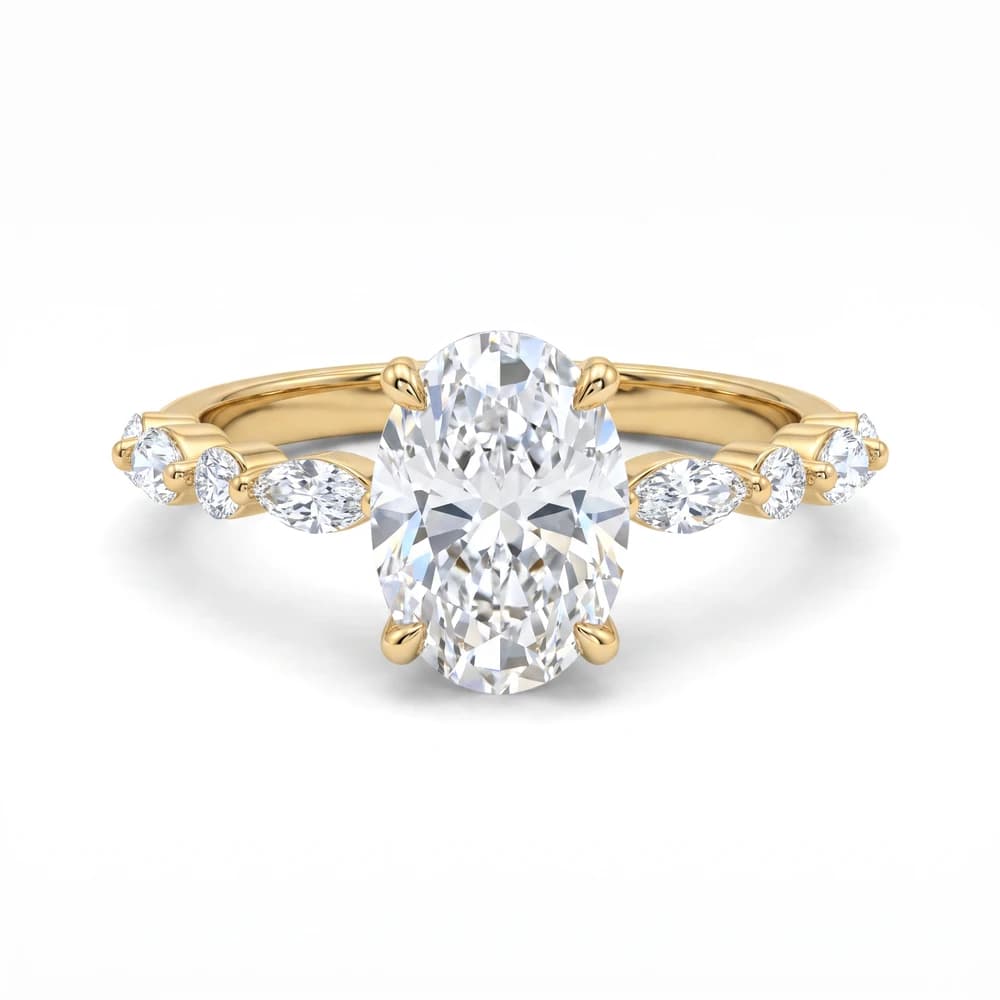 Oval Center Marquise & Round Diamond Lab Grown Ring - Image 1 Oval Center Marquise & Round Diamond Lab Grown Ring, view 1 of 5