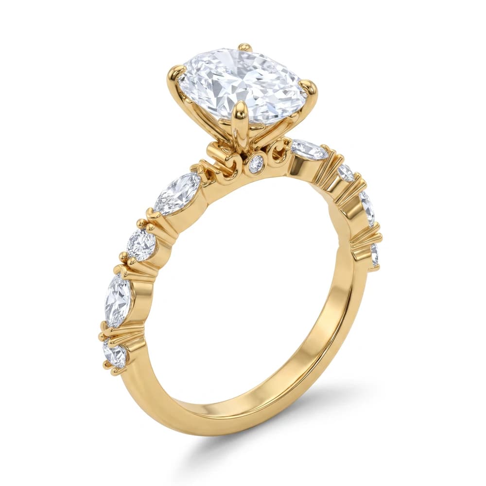 Oval Center Marquise & Round Diamond Lab Grown Ring - Image 5 Oval Center Marquise & Round Diamond Lab Grown Ring, view 5 of 5
