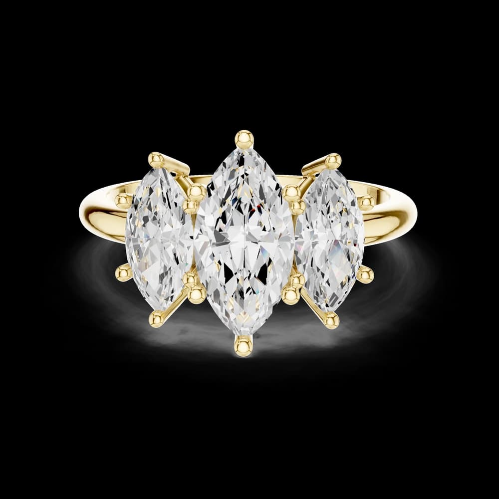 3-Stone Marquise Diamond Aura Lab Grown Diamond Ring - Image 3 3-Stone Marquise Diamond Aura Lab Grown Diamond Ring, view 3 of 6