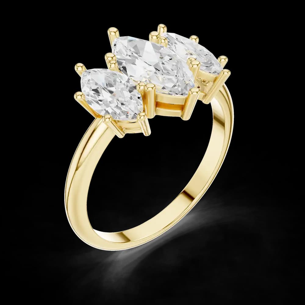 3-Stone Marquise Diamond Aura Lab Grown Diamond Ring - Image 5 3-Stone Marquise Diamond Aura Lab Grown Diamond Ring, view 5 of 6