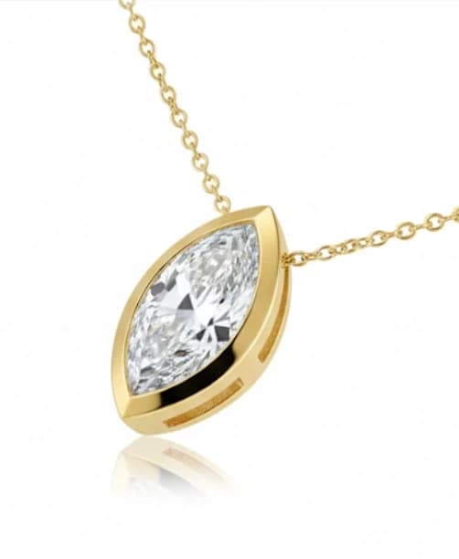 "The Eye" Marquise Lab Grown Diamond solitaire Pendant with Chain - Image 1 "The Eye" Marquise Lab Grown Diamond solitaire Pendant with Chain, view 1 of 4