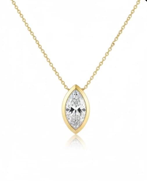 "The Eye" Marquise Lab Grown Diamond solitaire Pendant with Chain - Image 2 "The Eye" Marquise Lab Grown Diamond solitaire Pendant with Chain, view 2 of 4