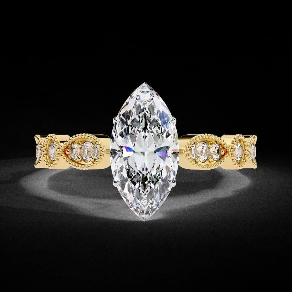 Marquise Lab Grown Diamond Vintage Inspired Ring - Image 1 Marquise Lab Grown Diamond Vintage Inspired Ring, view 1 of 5