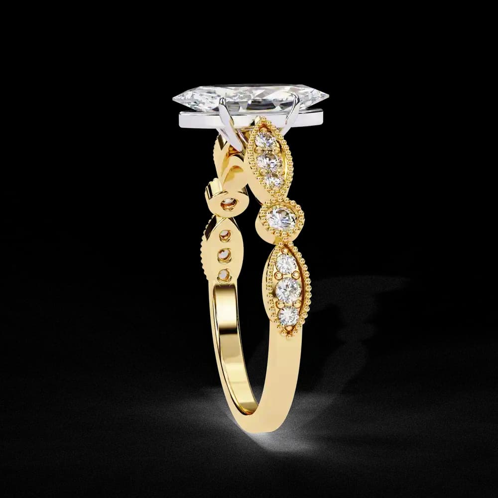 Marquise Lab Grown Diamond Vintage Inspired Ring - Image 2 Marquise Lab Grown Diamond Vintage Inspired Ring, view 2 of 5