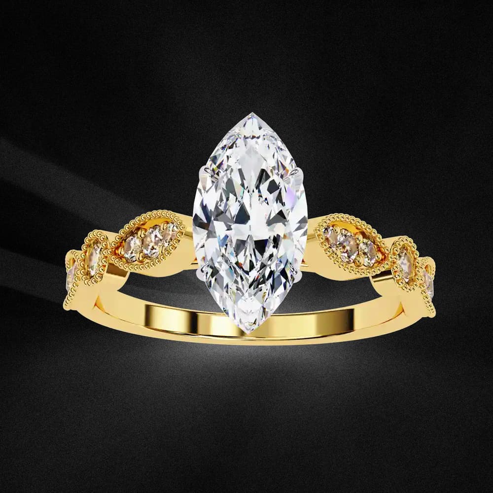 Marquise Lab Grown Diamond Vintage Inspired Ring - Image 4 Marquise Lab Grown Diamond Vintage Inspired Ring, view 4 of 5