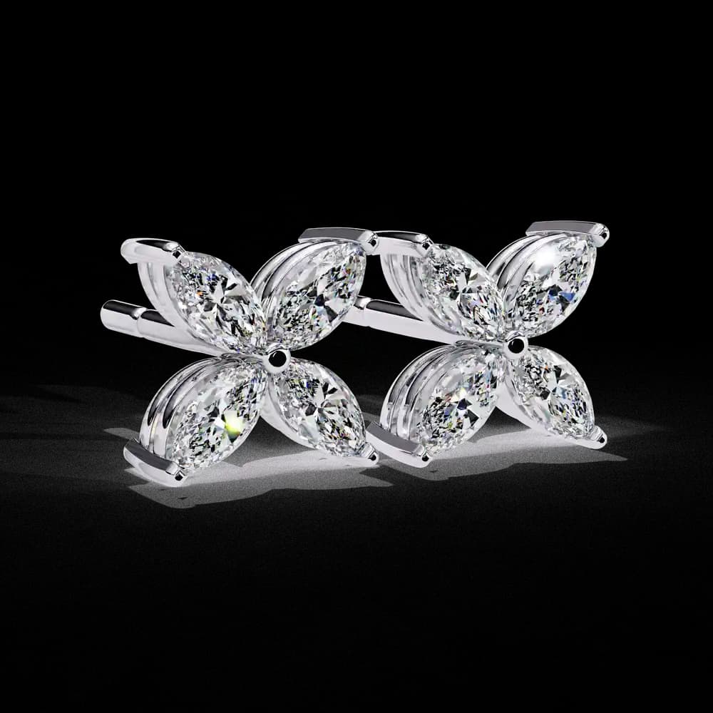 Marquise Four Stone Lab Grown Diamond Stud Earrings - Image 10 Marquise Four Stone Lab Grown Diamond Stud Earrings, view 10 of 25