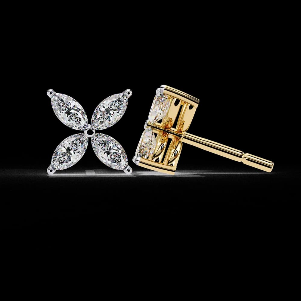 Marquise Four Stone Lab Grown Diamond Stud Earrings - Image 14 Marquise Four Stone Lab Grown Diamond Stud Earrings, view 14 of 25