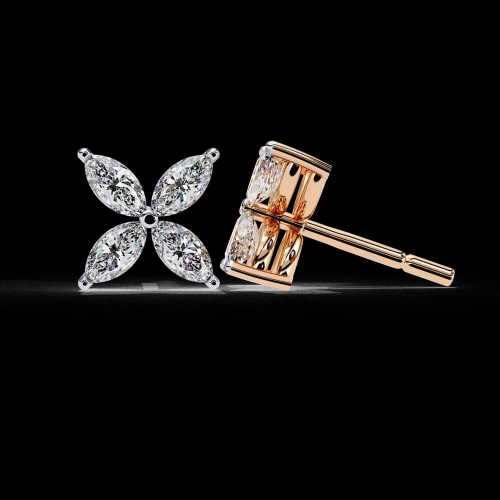 Marquise Four Stone Lab Grown Diamond Stud Earrings - Image 15 Marquise Four Stone Lab Grown Diamond Stud Earrings, view 15 of 25