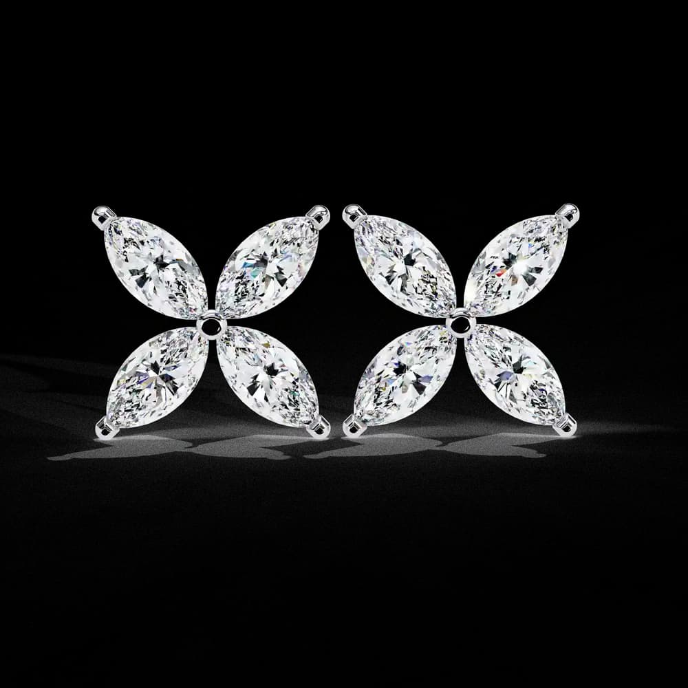 Marquise Four Stone Lab Grown Diamond Stud Earrings - Image 2 Marquise Four Stone Lab Grown Diamond Stud Earrings, view 2 of 25