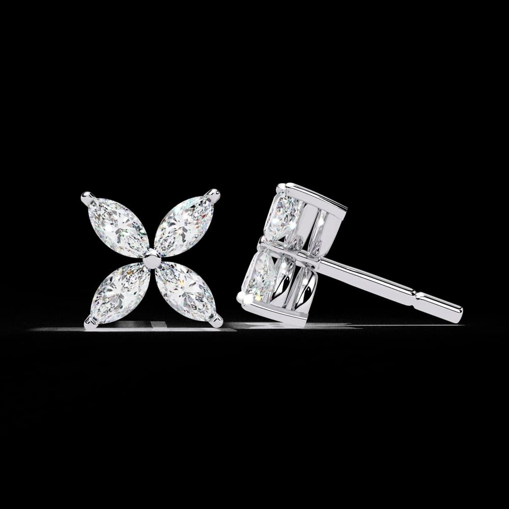 Marquise Four Stone Lab Grown Diamond Stud Earrings - Image 8 Marquise Four Stone Lab Grown Diamond Stud Earrings, view 8 of 25