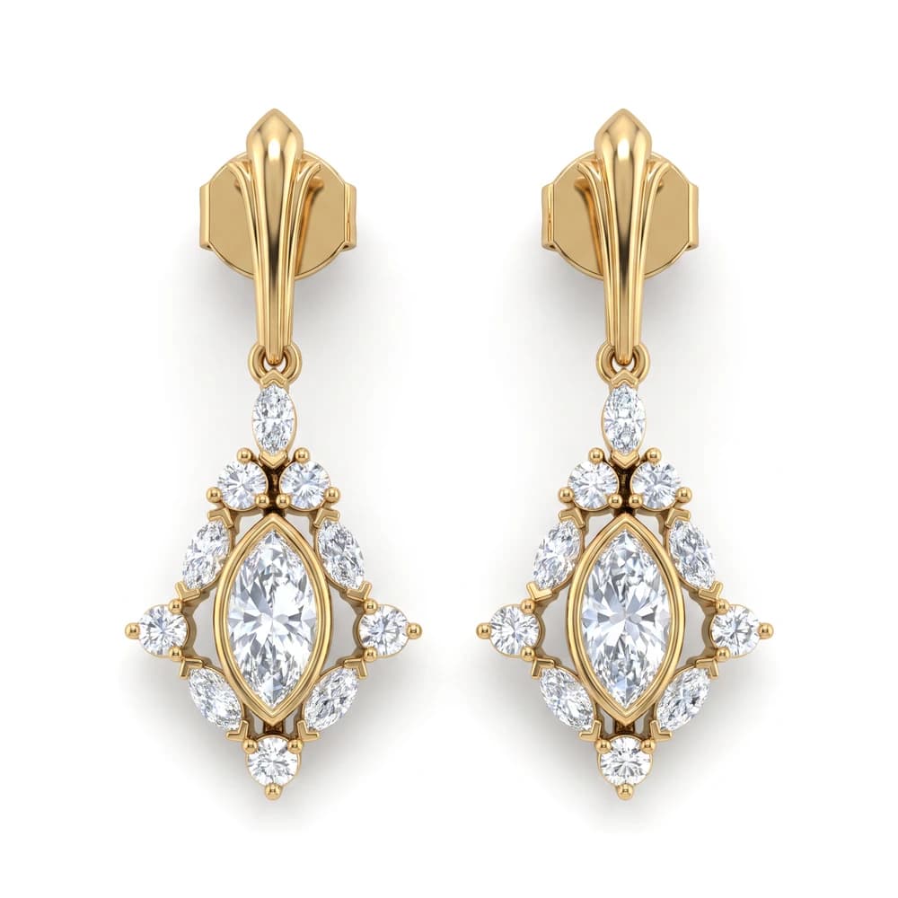 Marquise Shape Frame Diamond Earring - Image 1 Marquise Shape Frame Diamond Earring, view 1 of 5