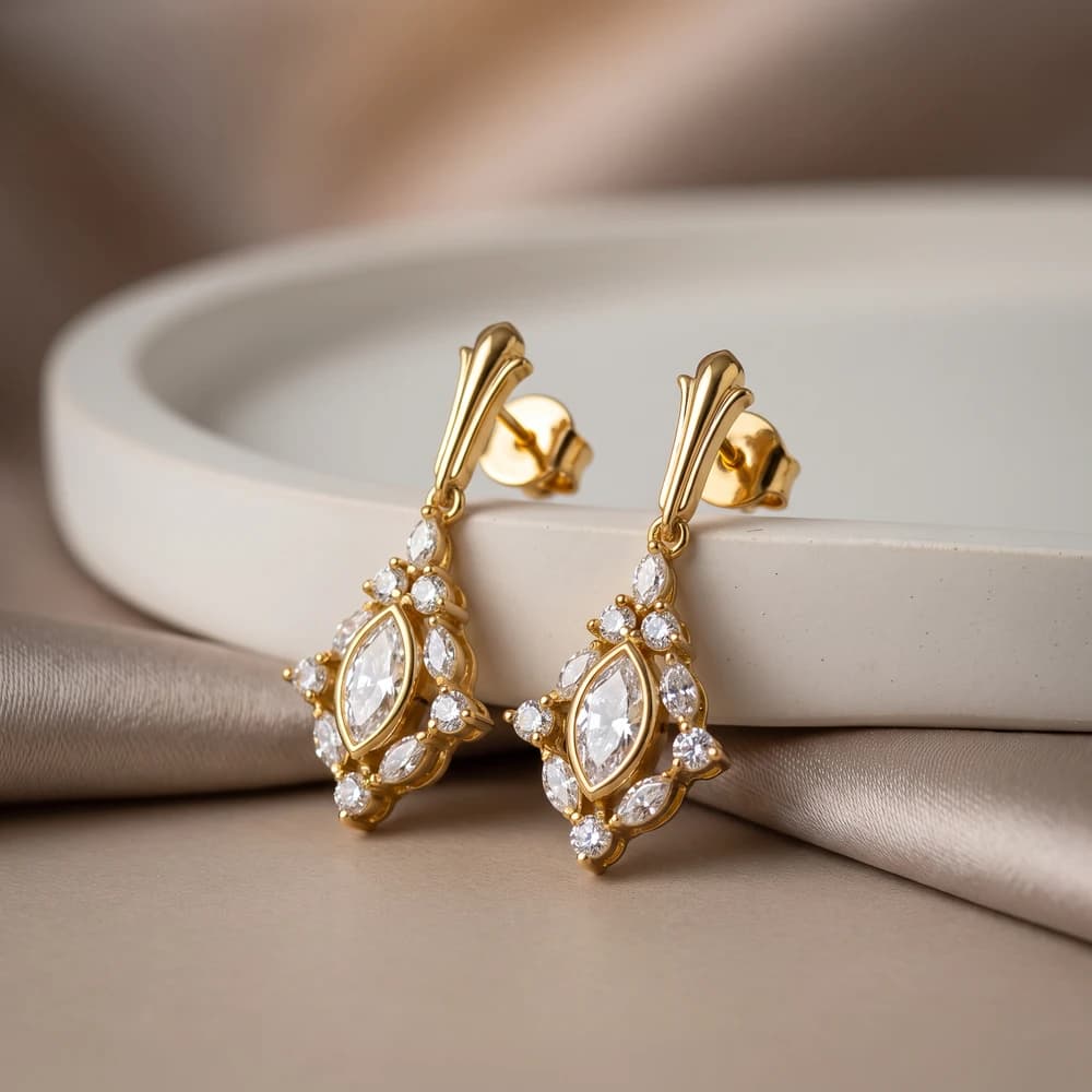 Marquise Shape Frame Diamond Earring - Image 3 Marquise Shape Frame Diamond Earring, view 3 of 5
