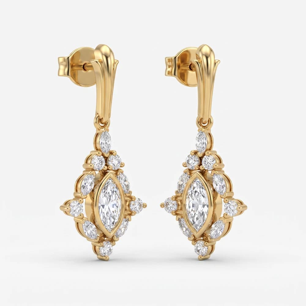 Marquise Shape Frame Diamond Earring - Image 4 Marquise Shape Frame Diamond Earring, view 4 of 5