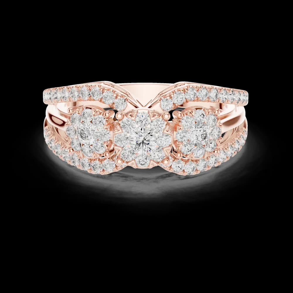 Triple Round Solitaire Cluster Lab Grown Diamond Ring - Image 1 Triple Round Solitaire Cluster Lab Grown Diamond Ring, view 1 of 6