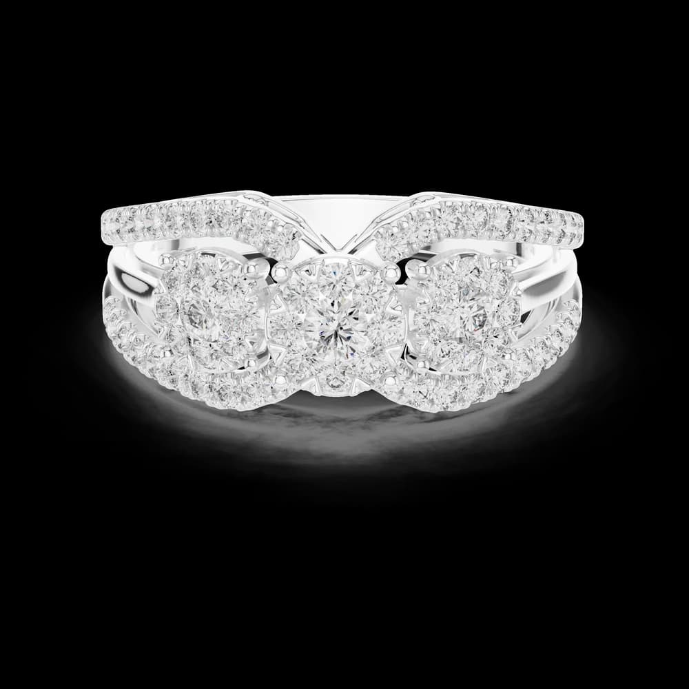 Triple Round Solitaire Cluster Lab Grown Diamond Ring - Image 2 Triple Round Solitaire Cluster Lab Grown Diamond Ring, view 2 of 6