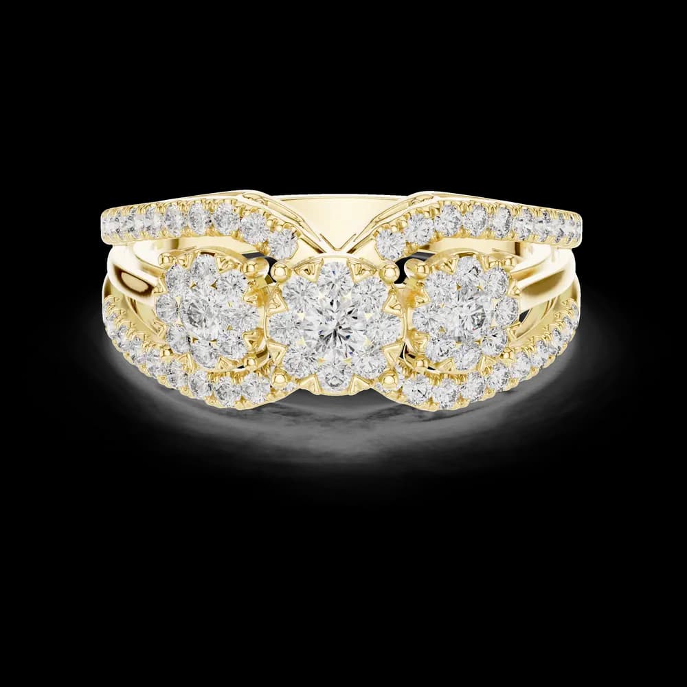 Triple Round Solitaire Cluster Lab Grown Diamond Ring - Image 3 Triple Round Solitaire Cluster Lab Grown Diamond Ring, view 3 of 6