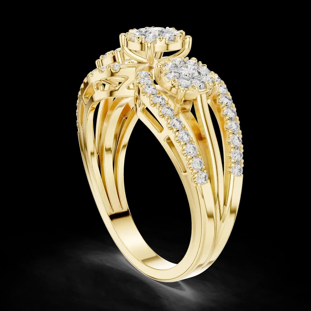 Triple Round Solitaire Cluster Lab Grown Diamond Ring - Image 4 Triple Round Solitaire Cluster Lab Grown Diamond Ring, view 4 of 6