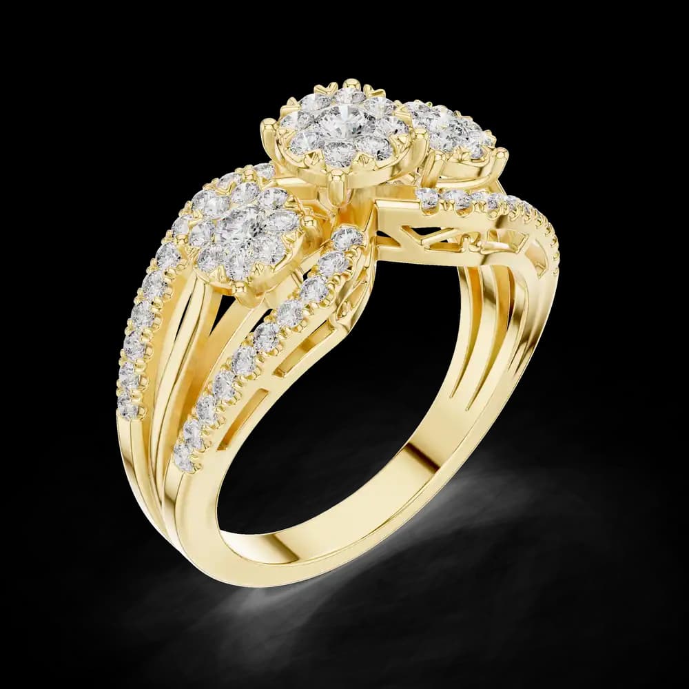 Triple Round Solitaire Cluster Lab Grown Diamond Ring - Image 5 Triple Round Solitaire Cluster Lab Grown Diamond Ring, view 5 of 6