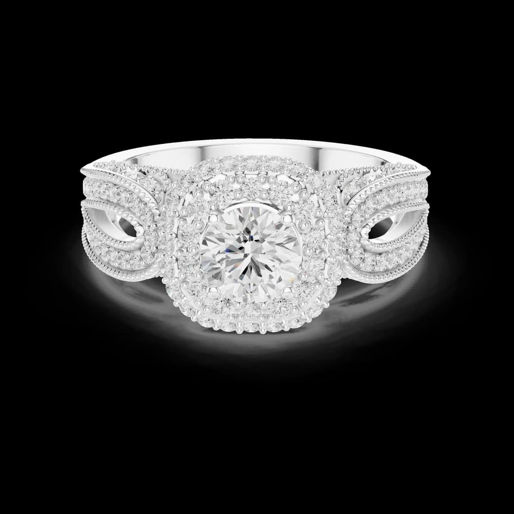 Vintage Double Halo Lab Grown Diamond Ring - Image 2 Vintage Double Halo Lab Grown Diamond Ring, view 2 of 6