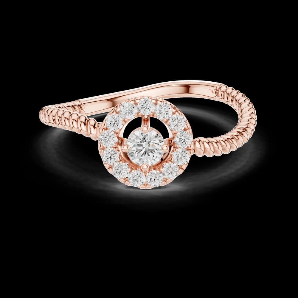 Rope Band Round Halo Lab Grown Diamond Ring - Image 1 Rope Band Round Halo Lab Grown Diamond Ring, view 1 of 6