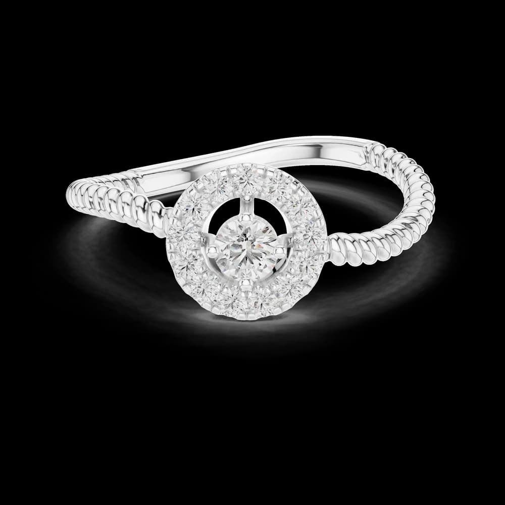 Rope Band Round Halo Lab Grown Diamond Ring - Image 2 Rope Band Round Halo Lab Grown Diamond Ring, view 2 of 6