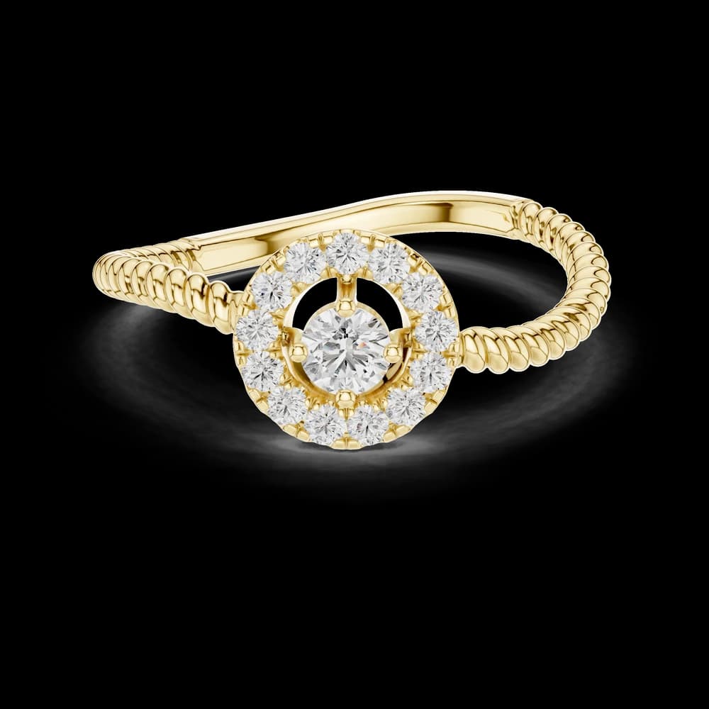Rope Band Round Halo Lab Grown Diamond Ring - Image 3 Rope Band Round Halo Lab Grown Diamond Ring, view 3 of 6