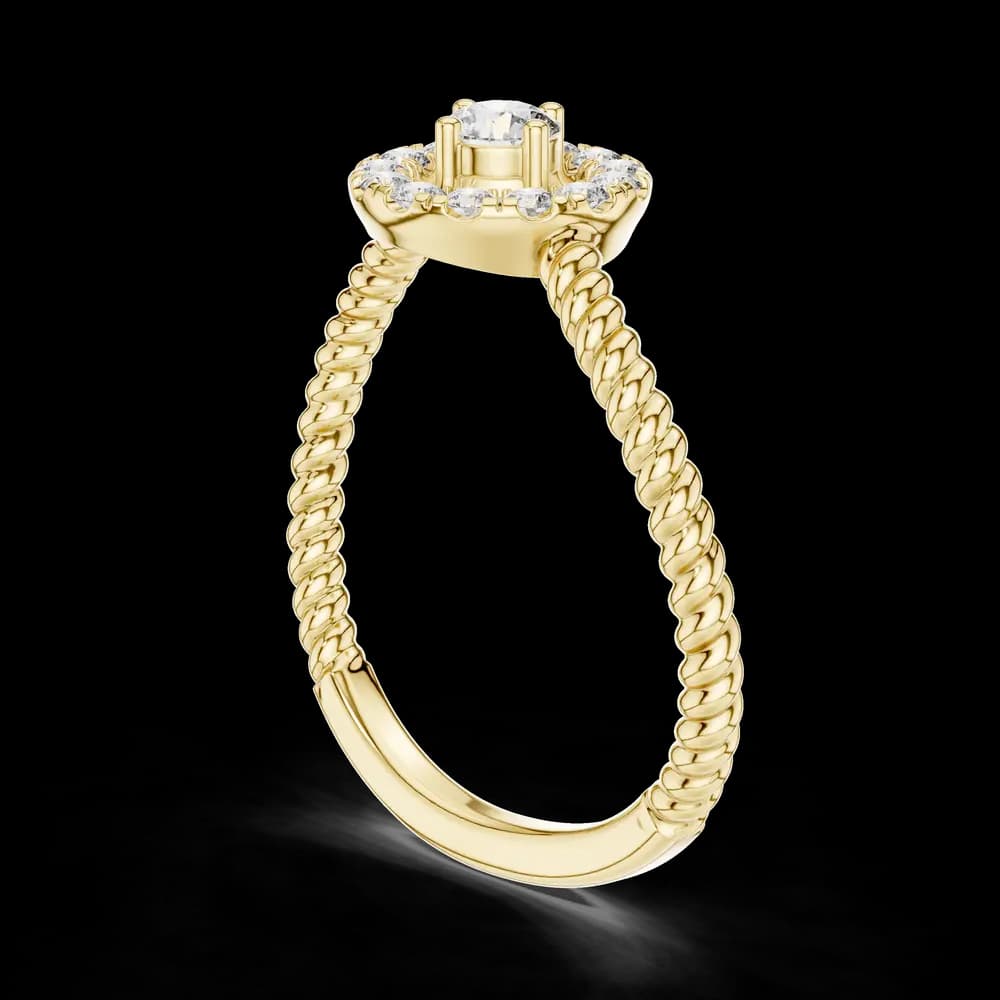 Rope Band Round Halo Lab Grown Diamond Ring - Image 4 Rope Band Round Halo Lab Grown Diamond Ring, view 4 of 6