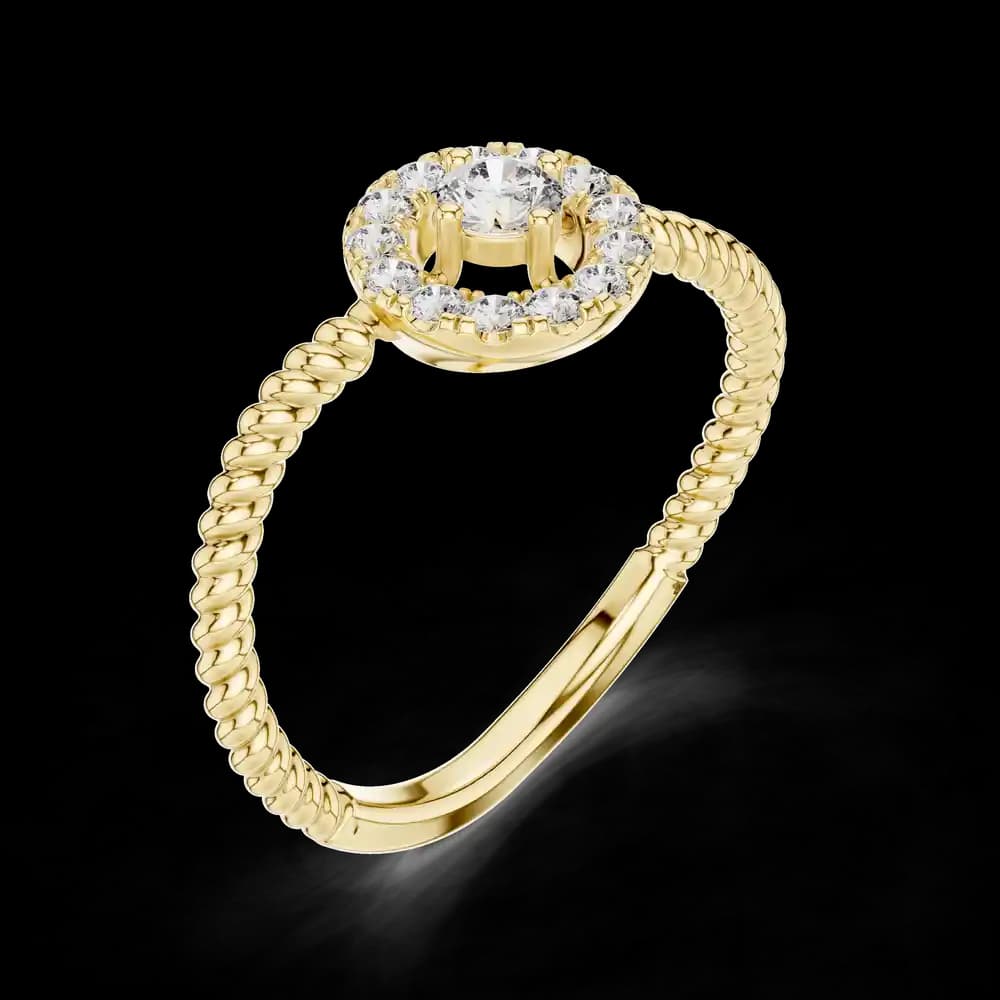 Rope Band Round Halo Lab Grown Diamond Ring - Image 5 Rope Band Round Halo Lab Grown Diamond Ring, view 5 of 6