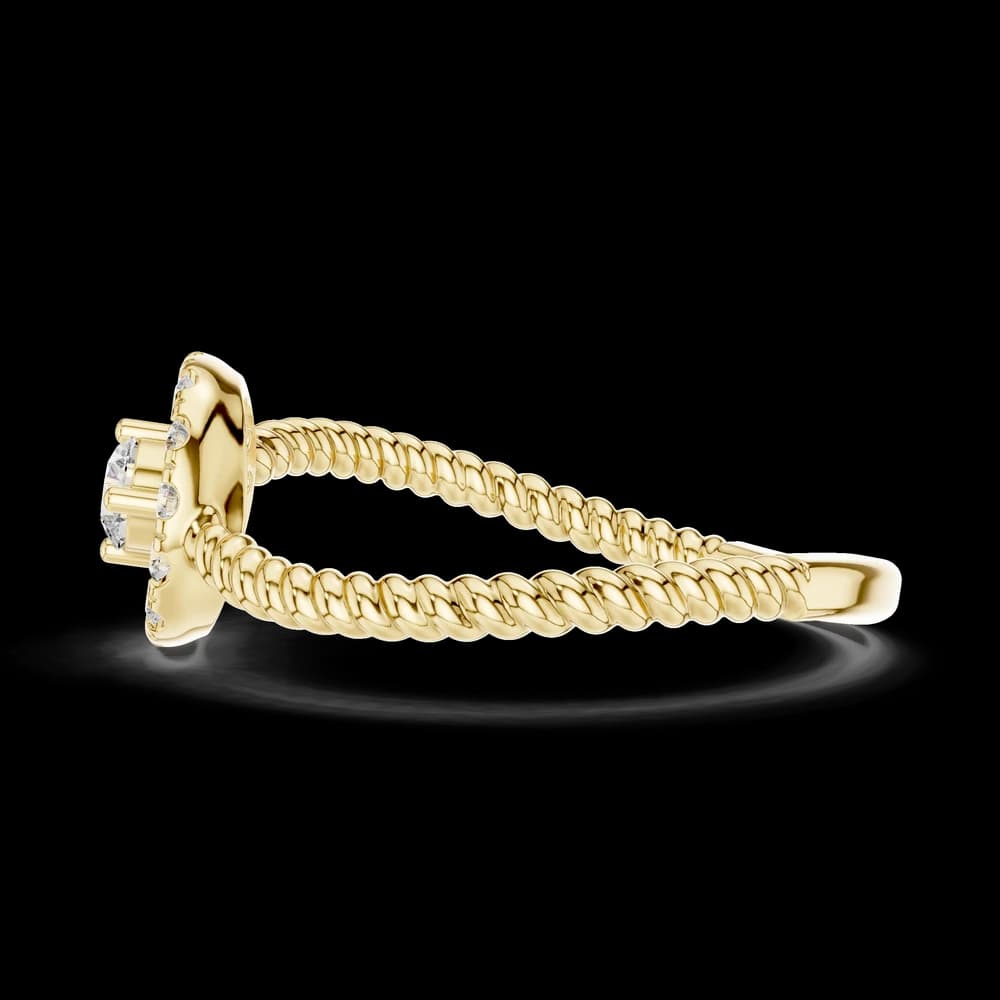 Rope Band Round Halo Lab Grown Diamond Ring - Image 6 Rope Band Round Halo Lab Grown Diamond Ring, view 6 of 6