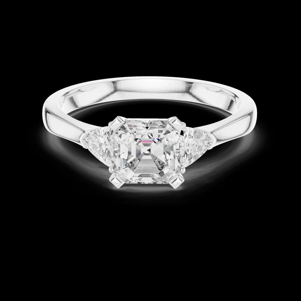 Asscher Stone Triangle Accent Lab Grown Ring - Image 2 Asscher Stone Triangle Accent Lab Grown Ring, view 2 of 6