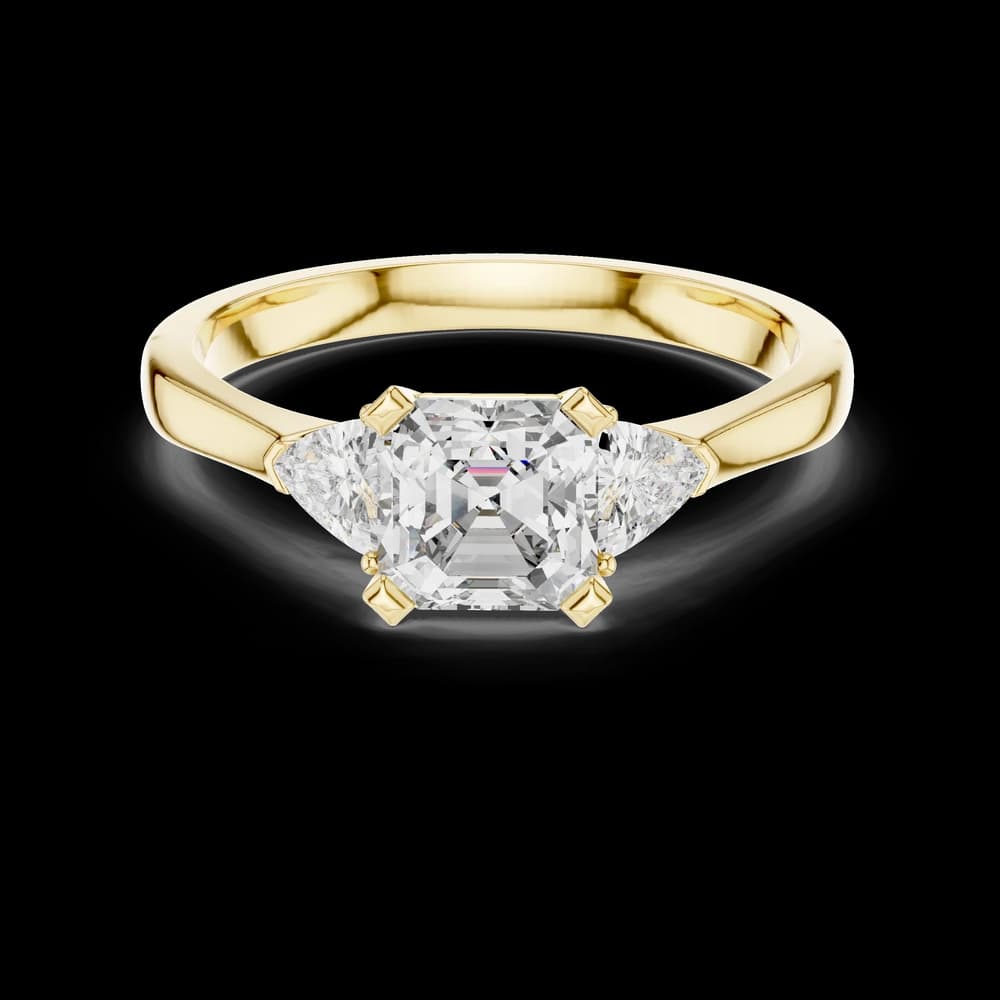 Asscher Stone Triangle Accent Lab Grown Ring - Image 3 Asscher Stone Triangle Accent Lab Grown Ring, view 3 of 6