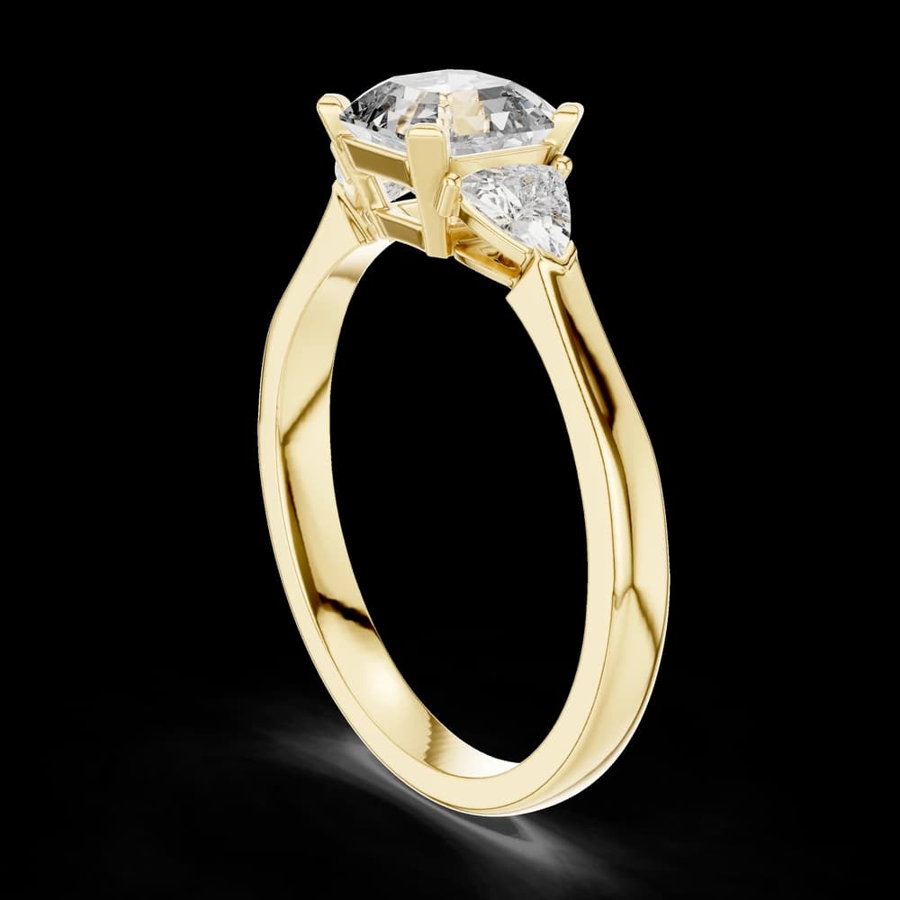 Asscher Stone Triangle Accent Lab Grown Ring - Image 4 Asscher Stone Triangle Accent Lab Grown Ring, view 4 of 6