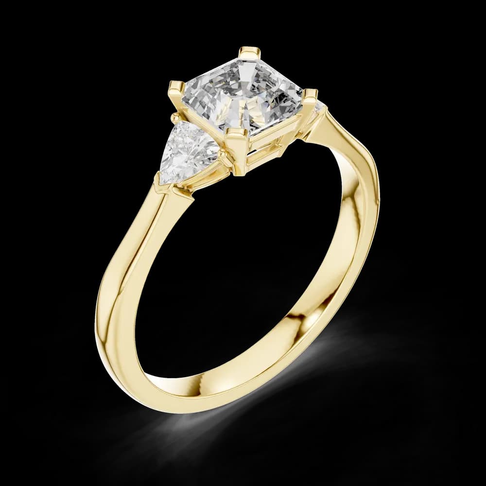 Asscher Stone Triangle Accent Lab Grown Ring - Image 5 Asscher Stone Triangle Accent Lab Grown Ring, view 5 of 6