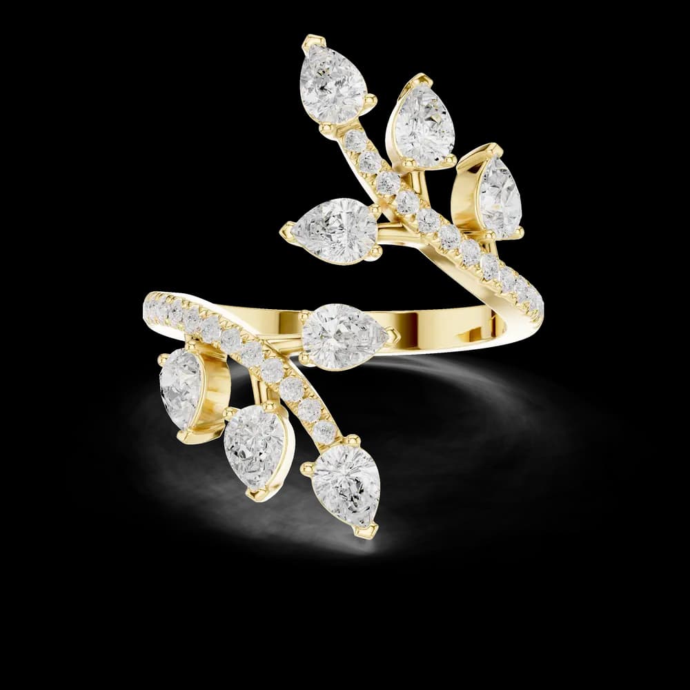 Floral Leaf Vine Lab Grown Diamond Ring - Image 3 Floral Leaf Vine Lab Grown Diamond Ring, view 3 of 6