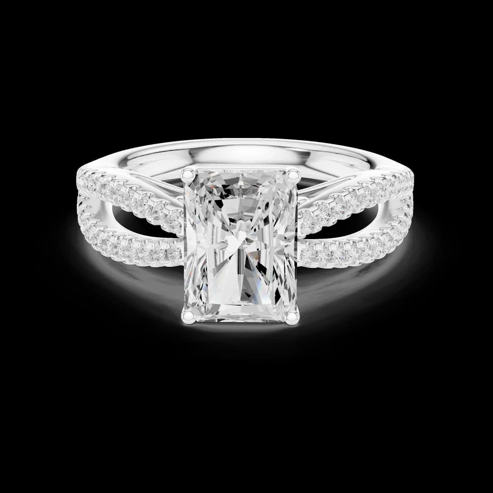 Radiant Cut Diamond Ring with Pavé Split Shank - Image 2 Radiant Cut Diamond Ring with Pavé Split Shank, view 2 of 6