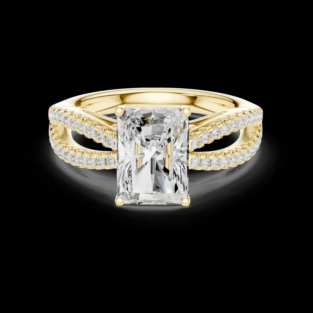 Radiant Cut Diamond Ring with Pavé Split Shank - Image 3 Radiant Cut Diamond Ring with Pavé Split Shank, view 3 of 6