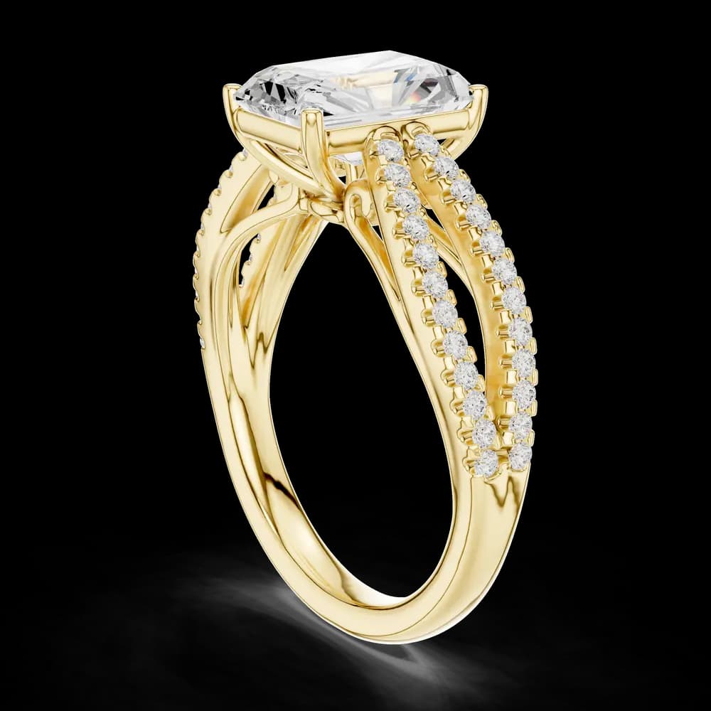 Radiant Cut Diamond Ring with Pavé Split Shank - Image 4 Radiant Cut Diamond Ring with Pavé Split Shank, view 4 of 6