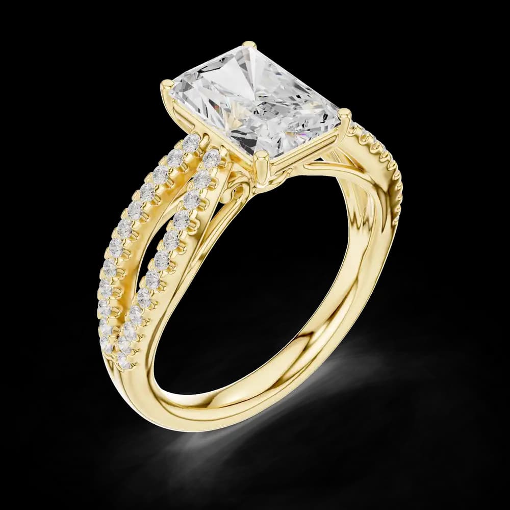 Radiant Cut Diamond Ring with Pavé Split Shank - Image 5 Radiant Cut Diamond Ring with Pavé Split Shank, view 5 of 6