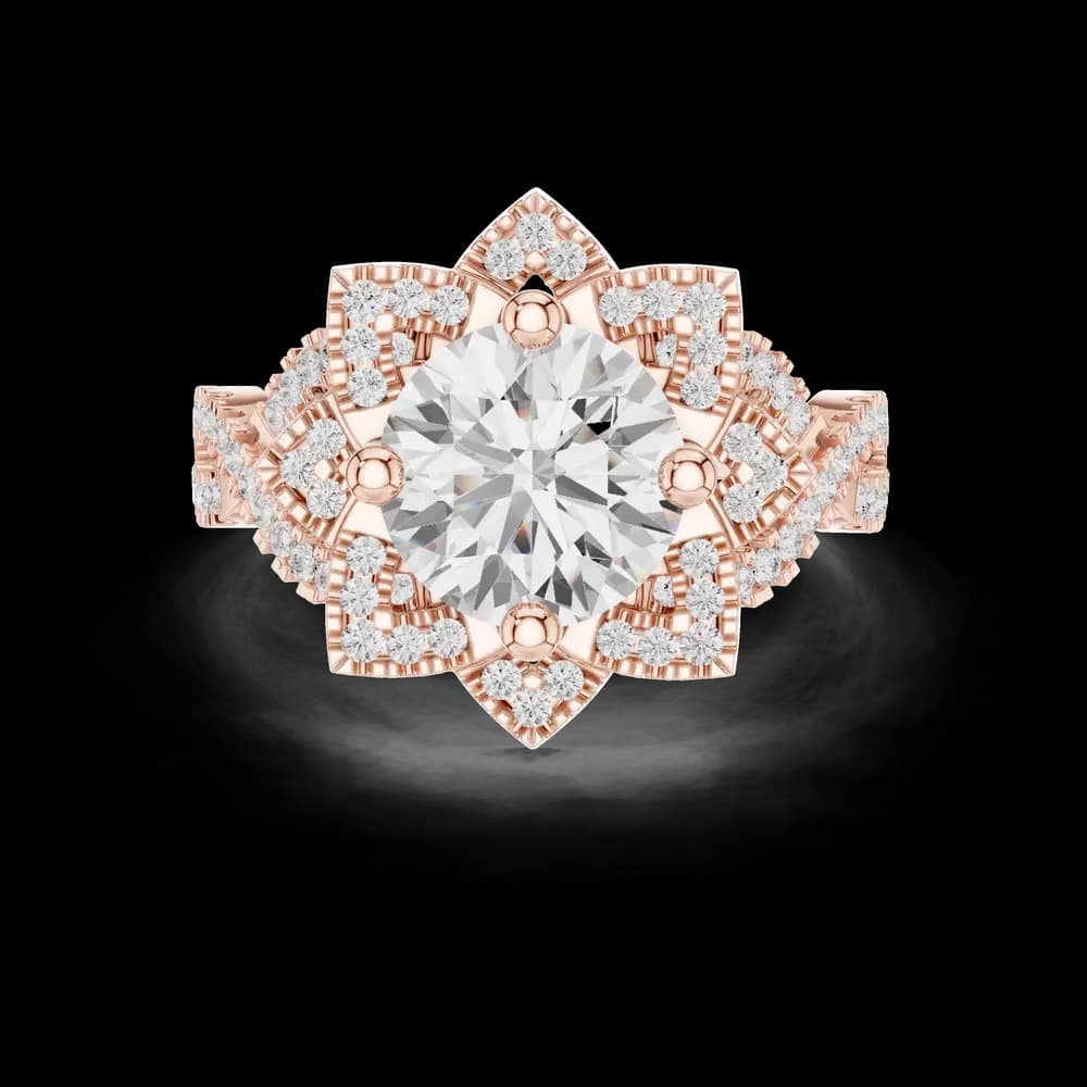 Milgrain Deco Lab Grown Diamond Ring - Image 1 Milgrain Deco Lab Grown Diamond Ring, view 1 of 6