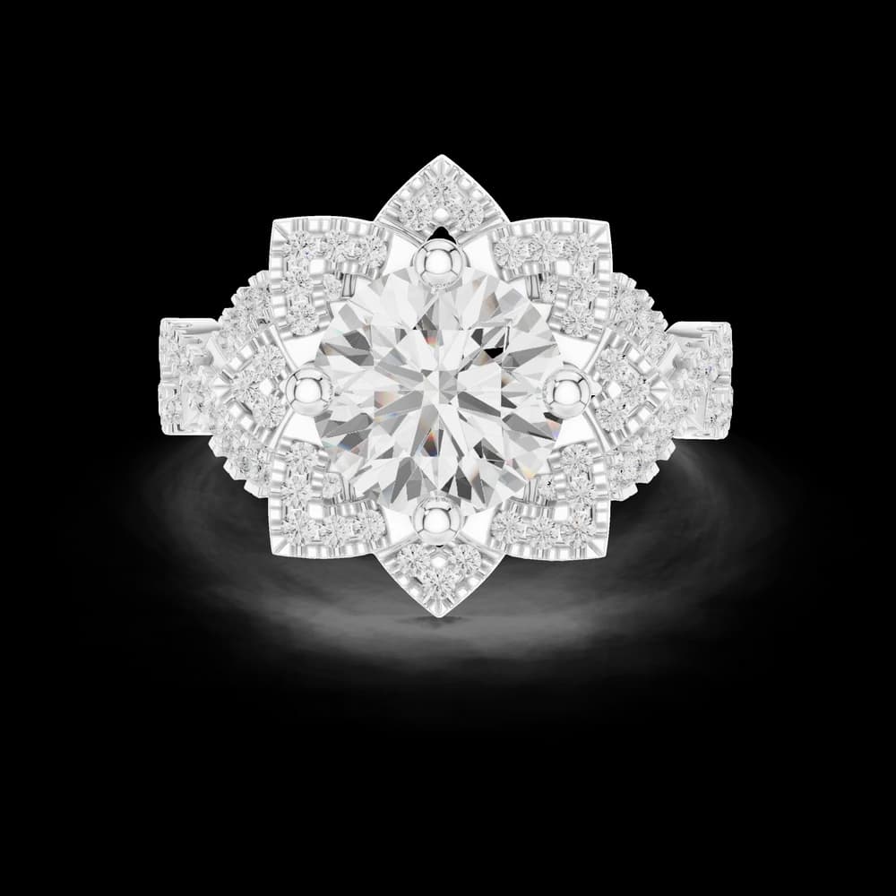 Milgrain Deco Lab Grown Diamond Ring - Image 2 Milgrain Deco Lab Grown Diamond Ring, view 2 of 6