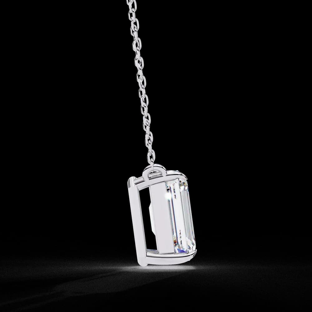 Minimalist Emerald Cut Lab Grown Diamond Necklace - Image 11 Minimalist Emerald Cut Lab Grown Diamond Necklace, view 11 of 17