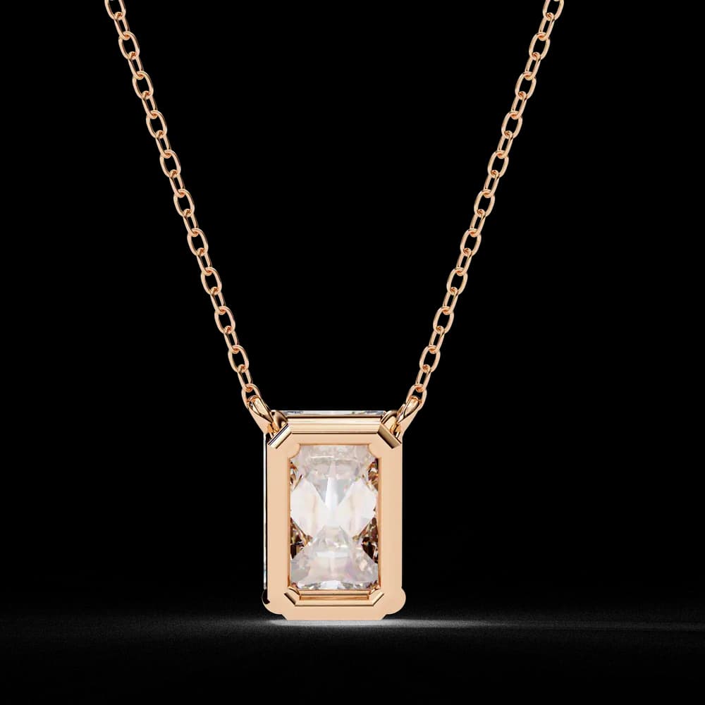 Minimalist Emerald Cut Lab Grown Diamond Necklace - Image 13 Minimalist Emerald Cut Lab Grown Diamond Necklace, view 13 of 17