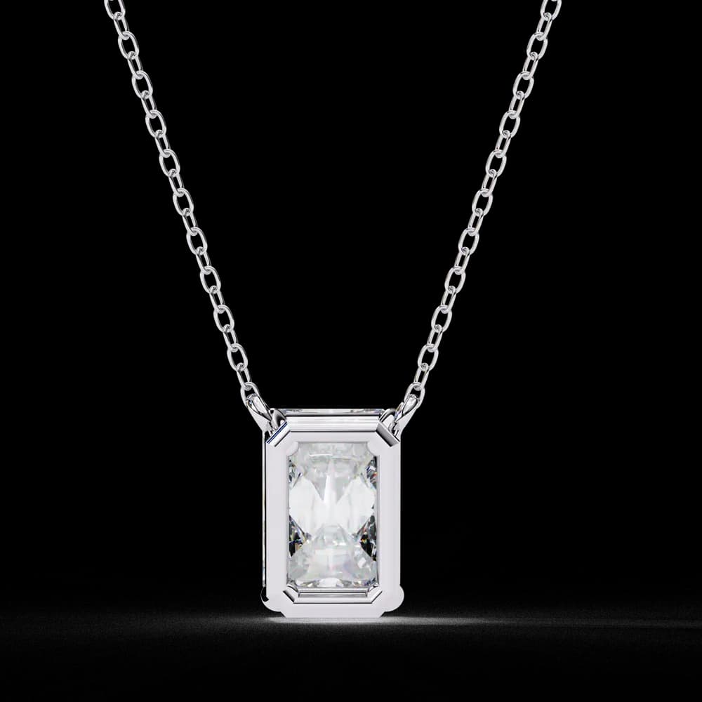 Minimalist Emerald Cut Lab Grown Diamond Necklace - Image 14 Minimalist Emerald Cut Lab Grown Diamond Necklace, view 14 of 17