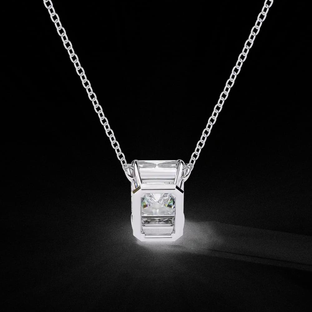Minimalist Emerald Cut Lab Grown Diamond Necklace - Image 17 Minimalist Emerald Cut Lab Grown Diamond Necklace, view 17 of 17