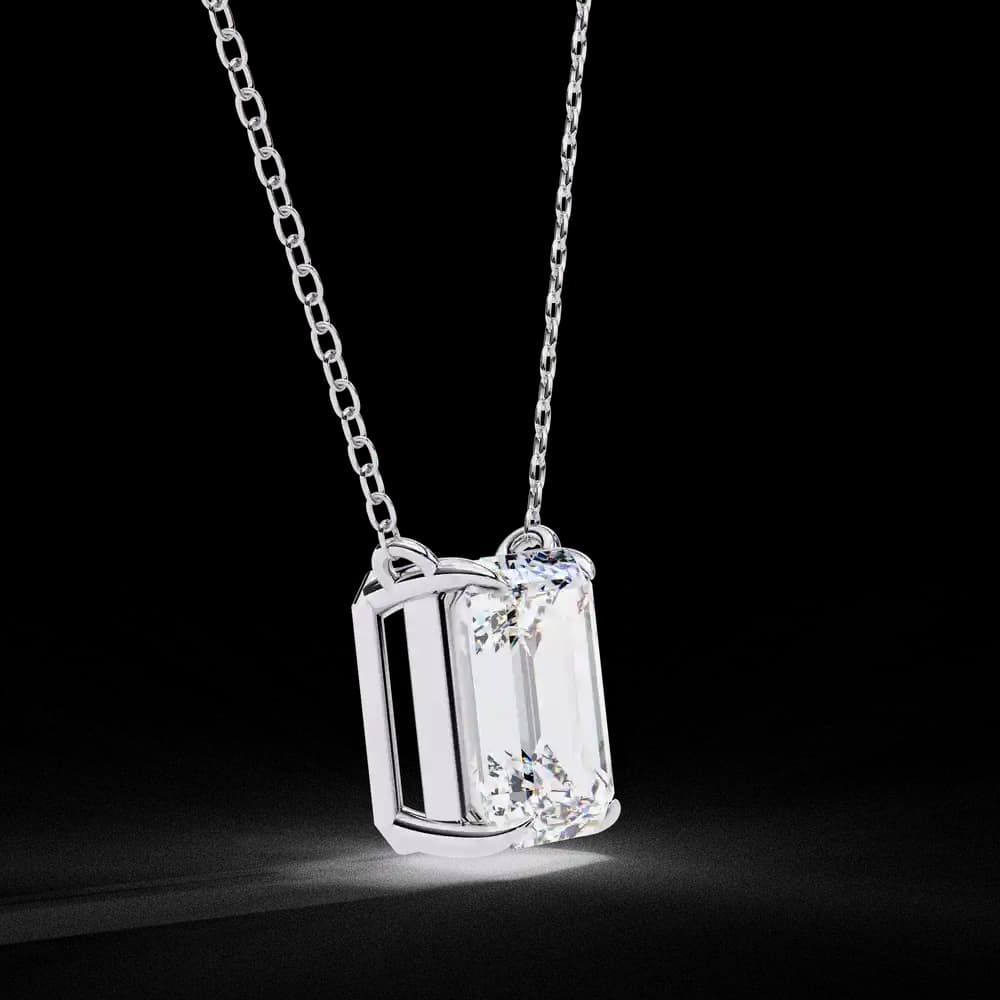 Minimalist Emerald Cut Lab Grown Diamond Necklace - Image 2 Minimalist Emerald Cut Lab Grown Diamond Necklace, view 2 of 17