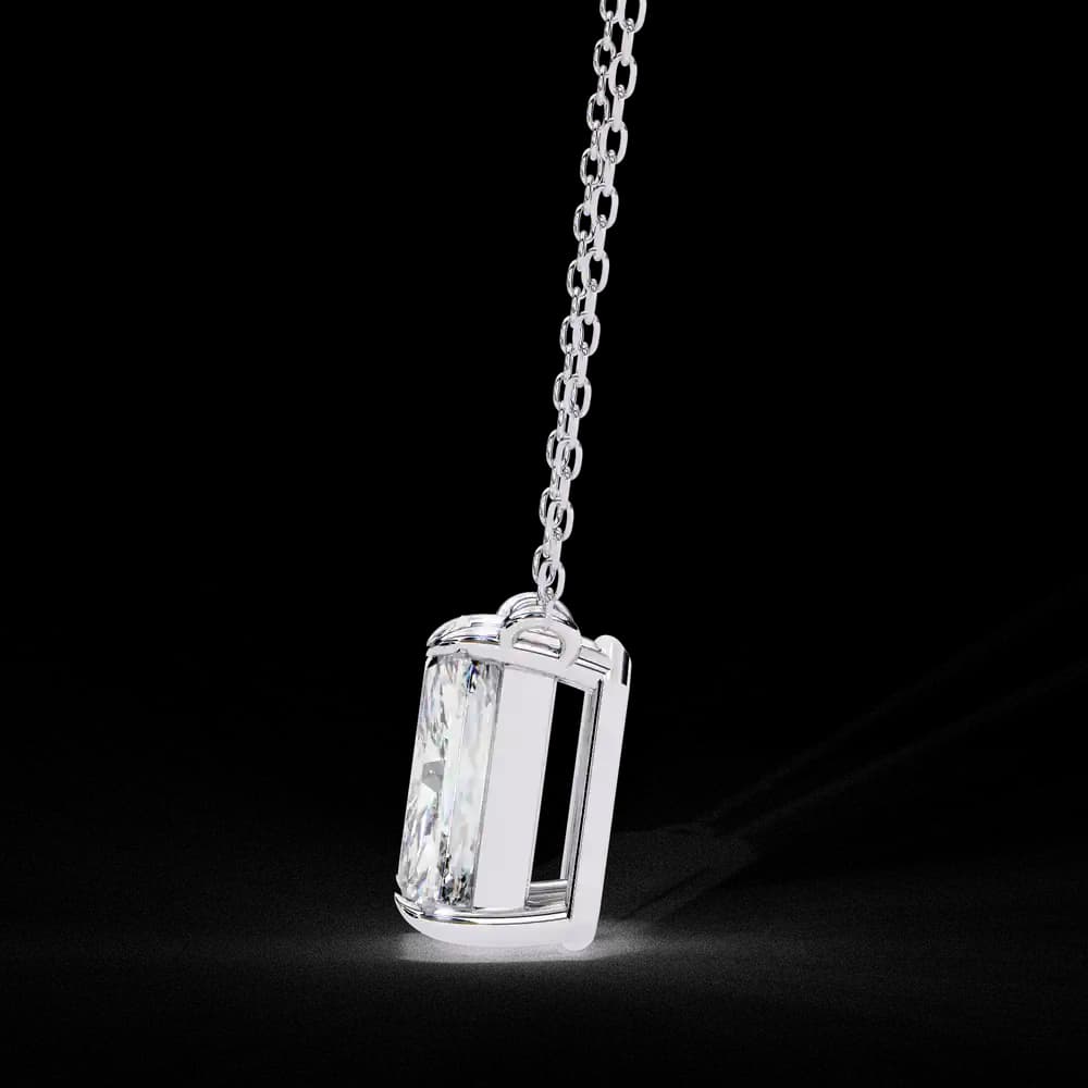 Minimalist Emerald Cut Lab Grown Diamond Necklace - Image 3 Minimalist Emerald Cut Lab Grown Diamond Necklace, view 3 of 17
