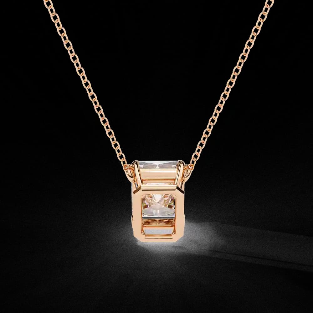 Minimalist Emerald Cut Lab Grown Diamond Necklace - Image 4 Minimalist Emerald Cut Lab Grown Diamond Necklace, view 4 of 17