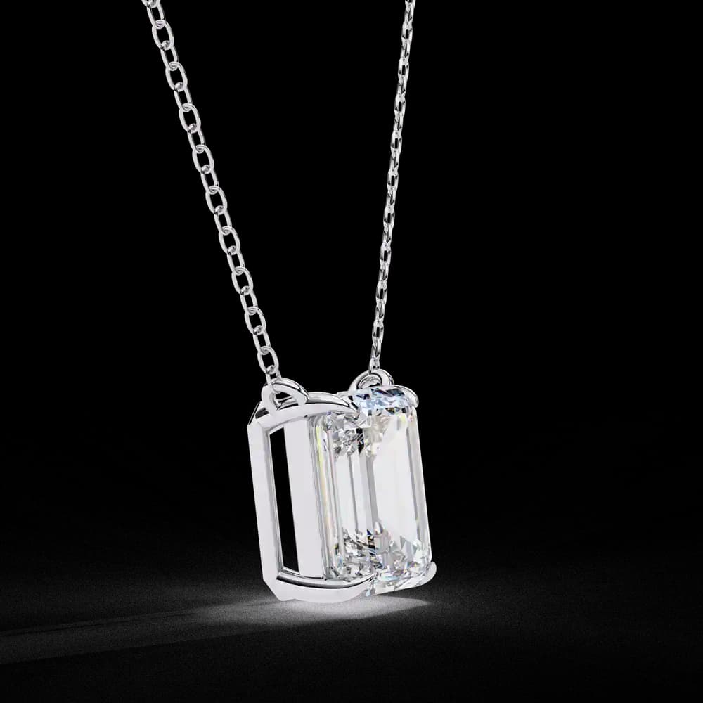 Minimalist Emerald Cut Lab Grown Diamond Necklace - Image 5 Minimalist Emerald Cut Lab Grown Diamond Necklace, view 5 of 17