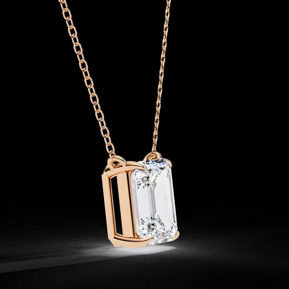 Minimalist Emerald Cut Lab Grown Diamond Necklace - Image 6 Minimalist Emerald Cut Lab Grown Diamond Necklace, view 6 of 17